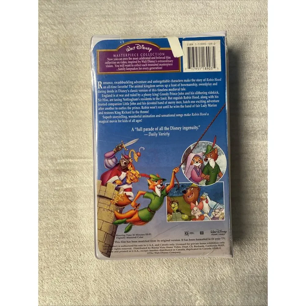 Robin Hood Walt Disney Clamshell VHS Tape NEW SEALED VINTAGE Cartoon Movie